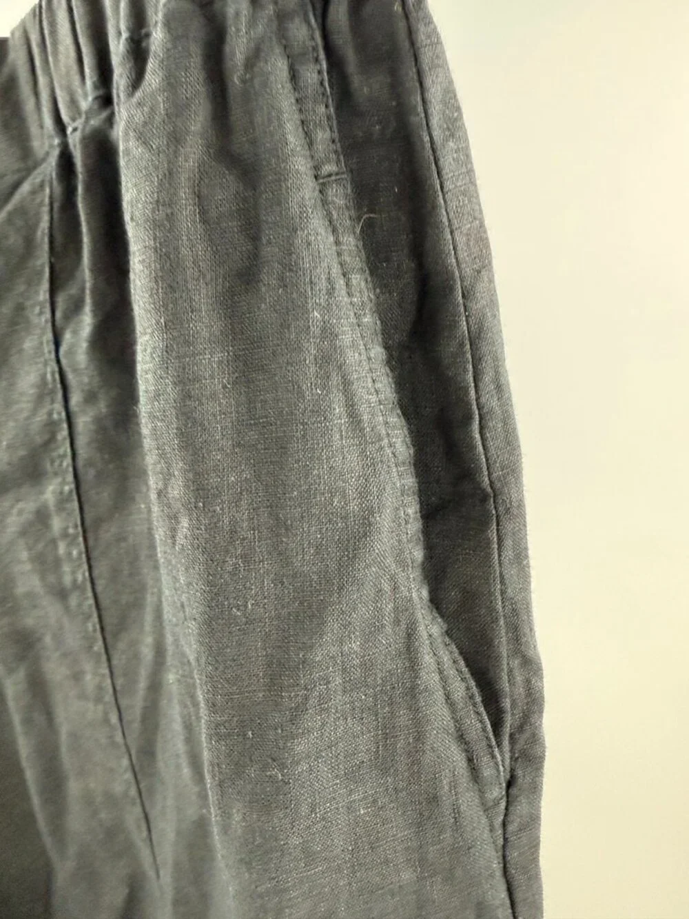 ZARA Black Linen Cropped Jogger Pants Size S Drawstring Ankle